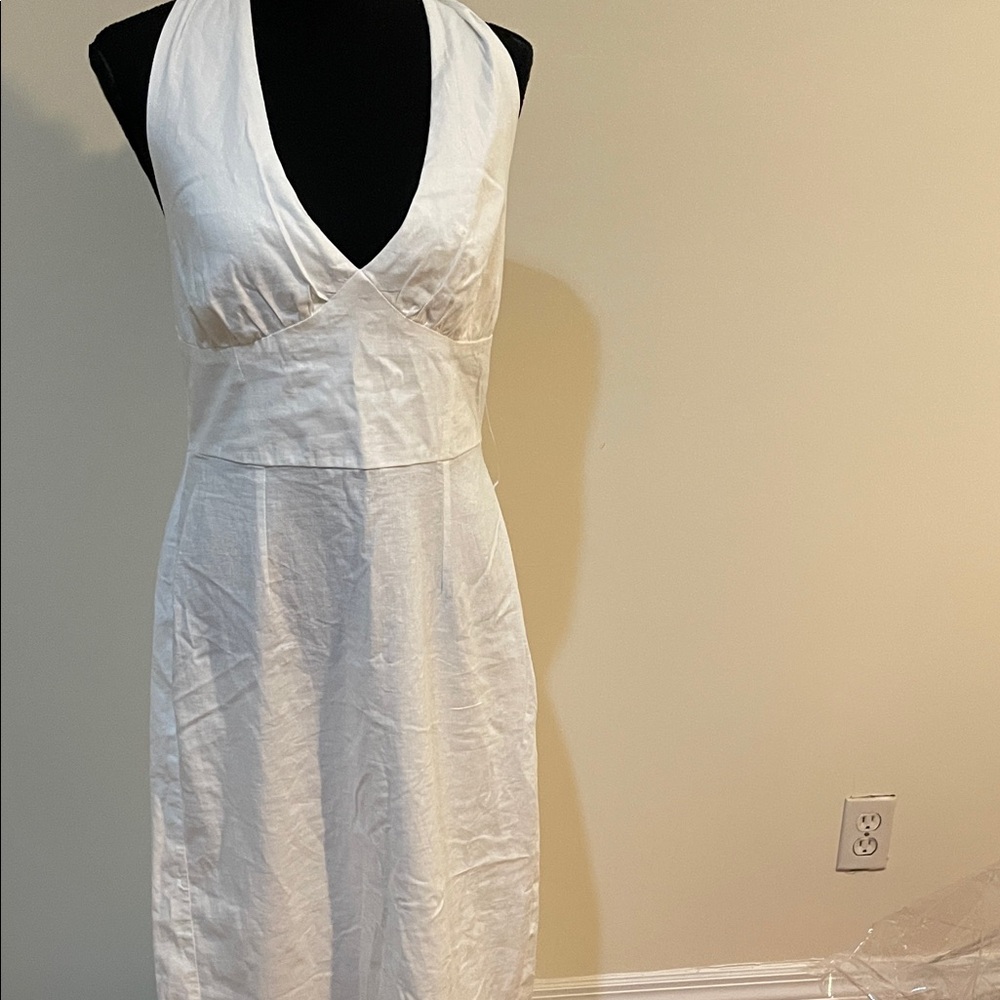 Zara White Backless Halter Dress